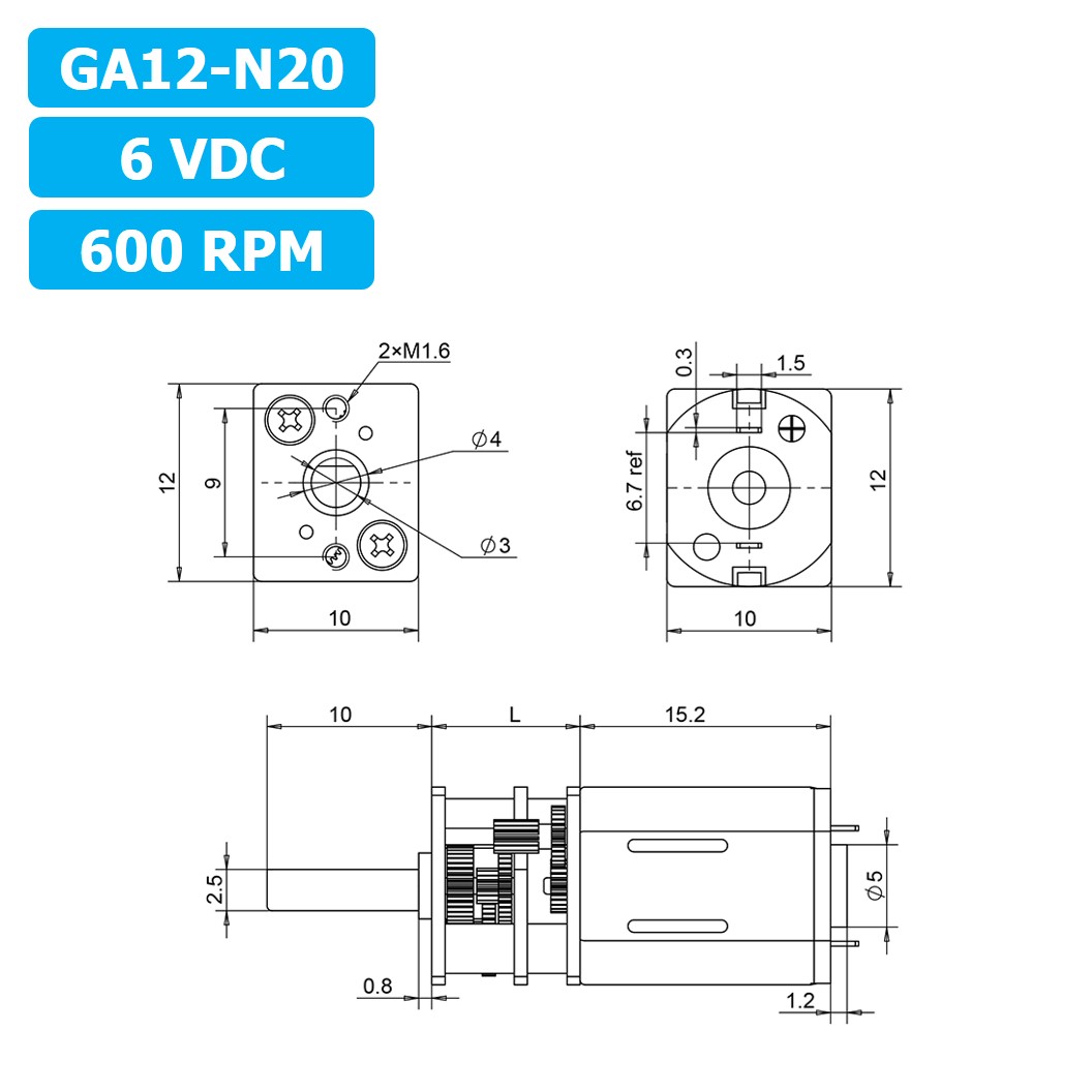 (1ชิ้น) JB271 มอเตอร์ มอเตอร์เกียร์ N20 6VDC 600RPM Micro Gear Motor DC แกนขนาด 3mm D Shaft มอเตอร์ทดเฟือง GA12-N20 ไมโครมอเตอร์ มอเตอร์ขนาดเล็ก