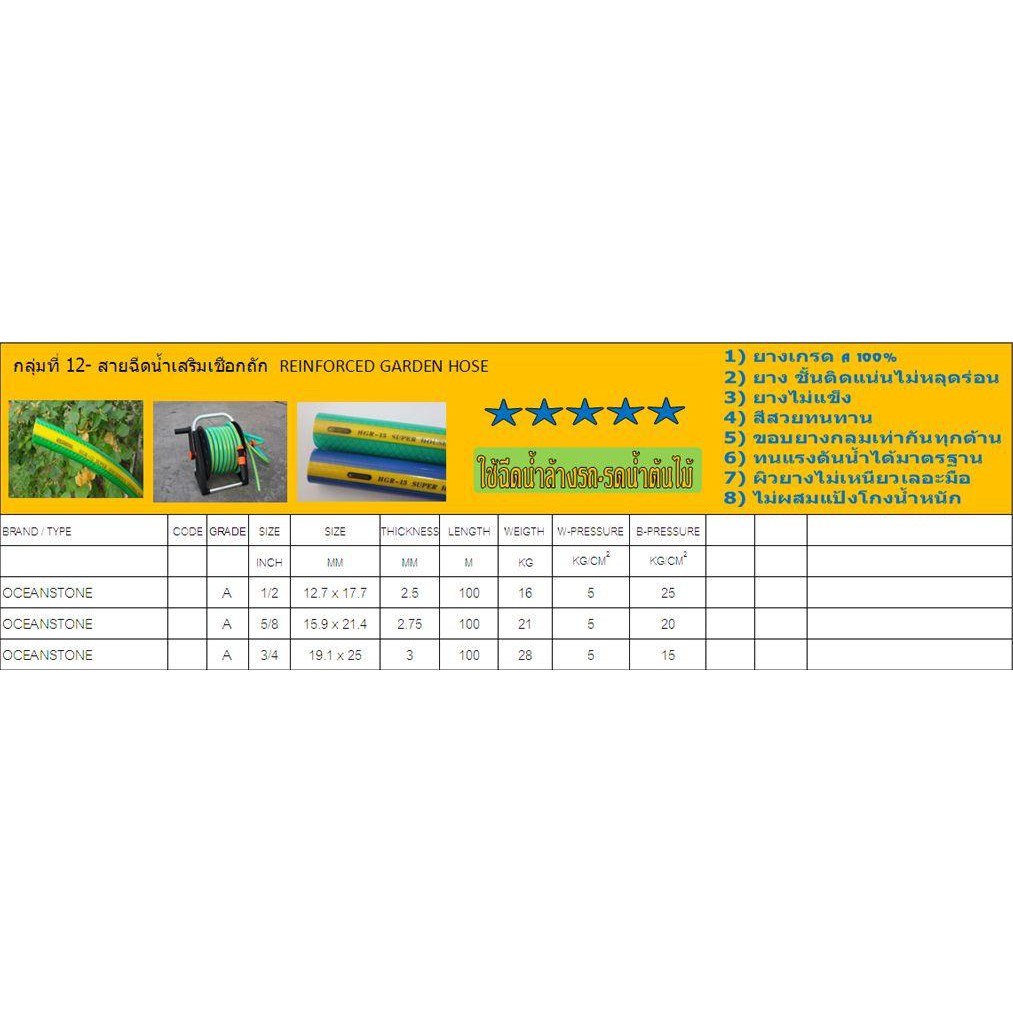 สายยางเขียวเสริมเชือกถัก OCEANSTONE 100 เมตร (ราคารวมแวท) สายยางรดน้ำต้นไม้ เสริมเชือกถัก ของแท้!!