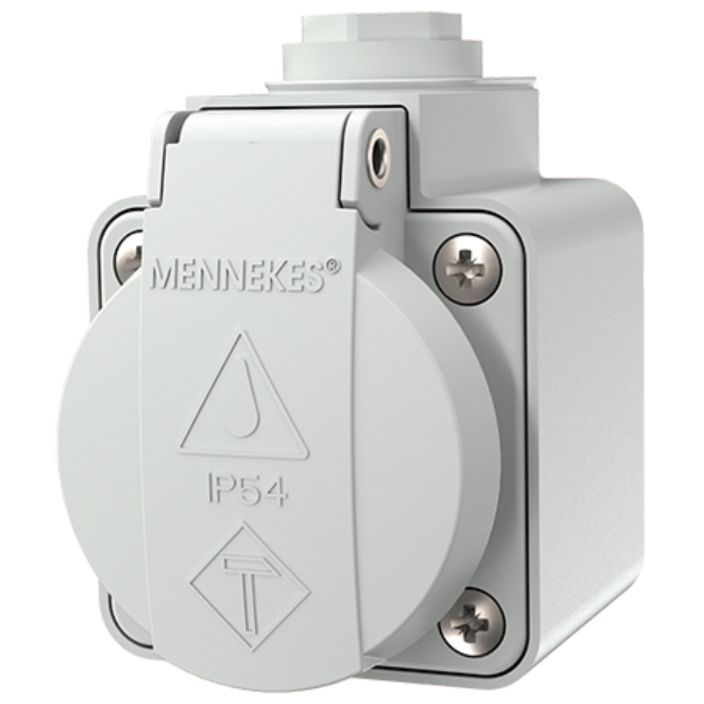 10081 MENNEKES grey ปลั๊กตัวเมียติดลอยรุ่น SCHUKO (2P+E) 16A 230V IP44 (Wall mounted socket SCHUKO® 10081)