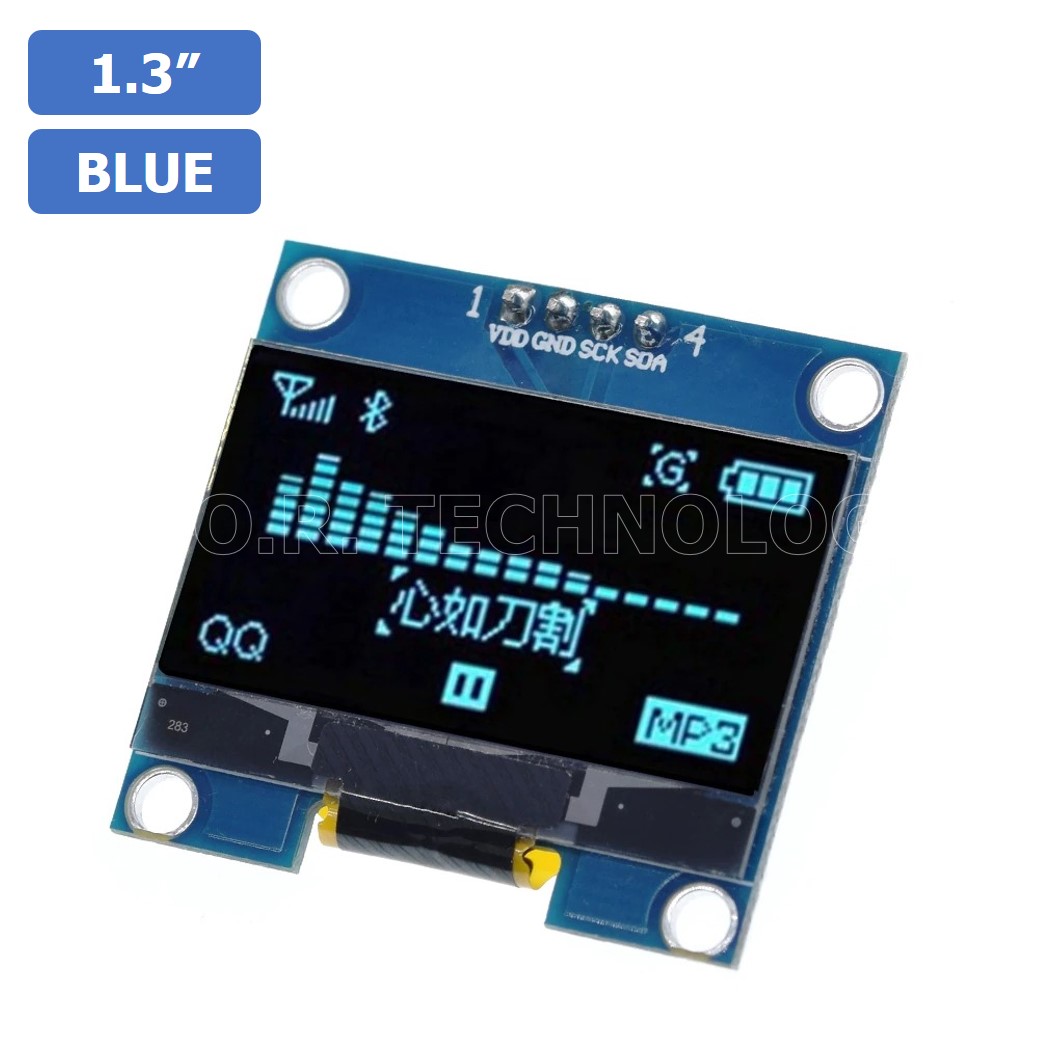 (1ชิ้น) AA142 หน้าจอ จอแสดงผล ขนาด 1.3 นิ้ว 1.3" Inch I2C IIC OLED LCD Module 4pin (with VCC GND), Blue สีน้ำเงิน