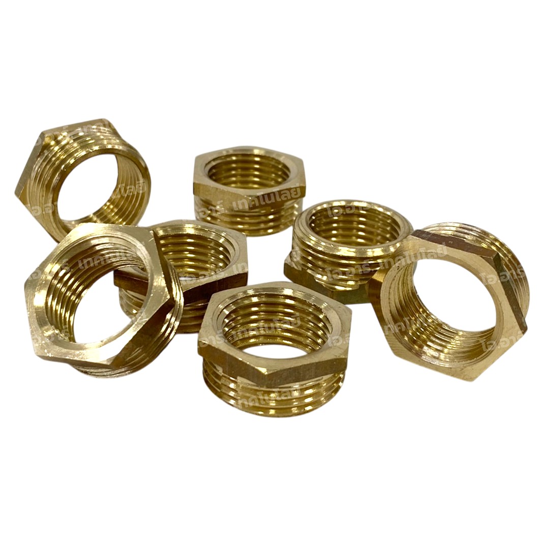 NP-FM นิปเปิ้ลทองเหลือง เมีย-ผู้ เกลียวใน-เกลียวนอก 1/8"-1" Brass Nipple Female-Male Thread นิปเปิ้ล ทองเหลือง ข้อลดเกลียว ข้อต่อลม 1หุน-8หุน Air connector Fitting Reducer