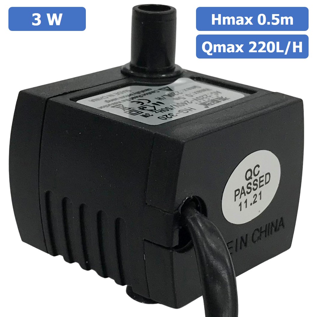 (1ชิ้น) HG-320 ปั๊มน้ำ ปั๊มแช่ พร้อมปลั๊กเสียบ 220VAC 3W Water pump Submersible Pump Hmax 0.5m Qmax 220L/H