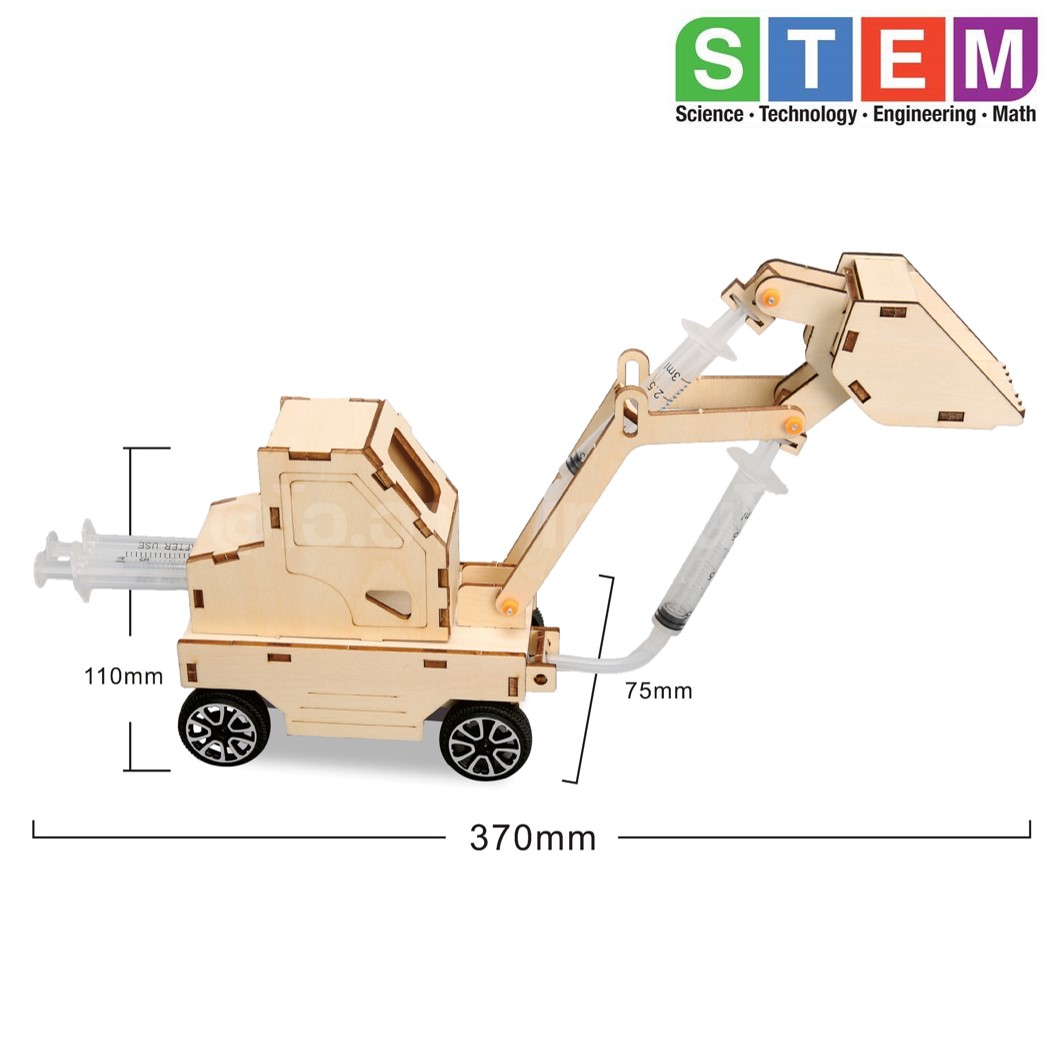 T-M122 ชุดประกอบไม้ รถตักดิน ไฮดรอลิก Hydraulic Loader Wooden Kit STEM Education ของเล่นเสริมทักษะ เสริมพัฒนาการ ชุดเรียนรู้ ชุดทดลอง รถตักดินไม้