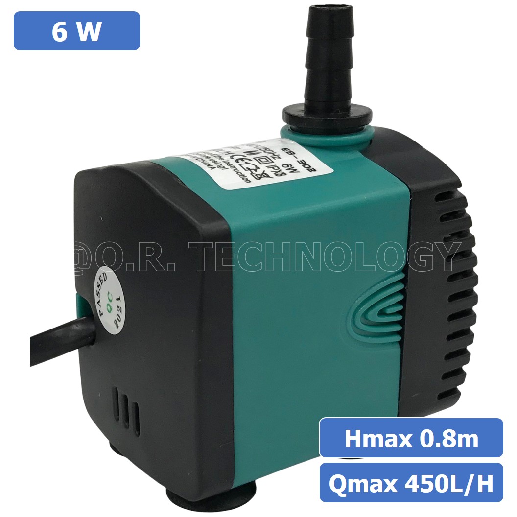 (1ชิ้น) EB-302 ปั๊มน้ำ ปั๊มแช่ พร้อมปลั๊กเสียบ 220VAC 6W Water pump Submersible Pump EBANG Hmax 0.8m Qmax 450L/H