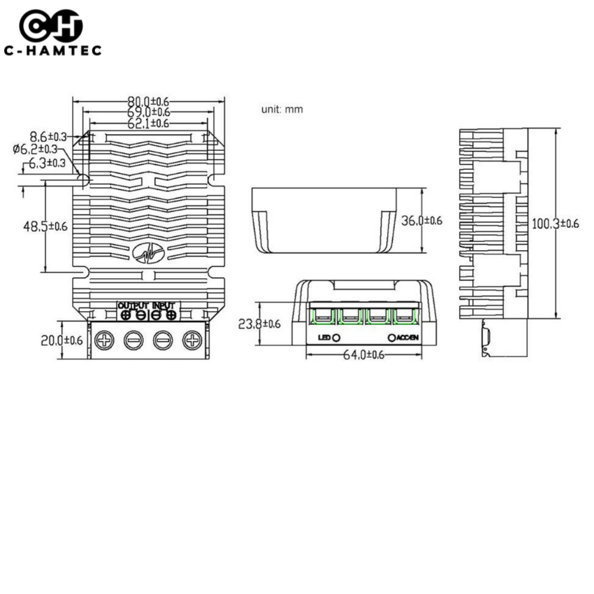ตัวแปลงไฟ 36V/48V to 12V 60A (720W) DC Converter กันน้ำ IP67