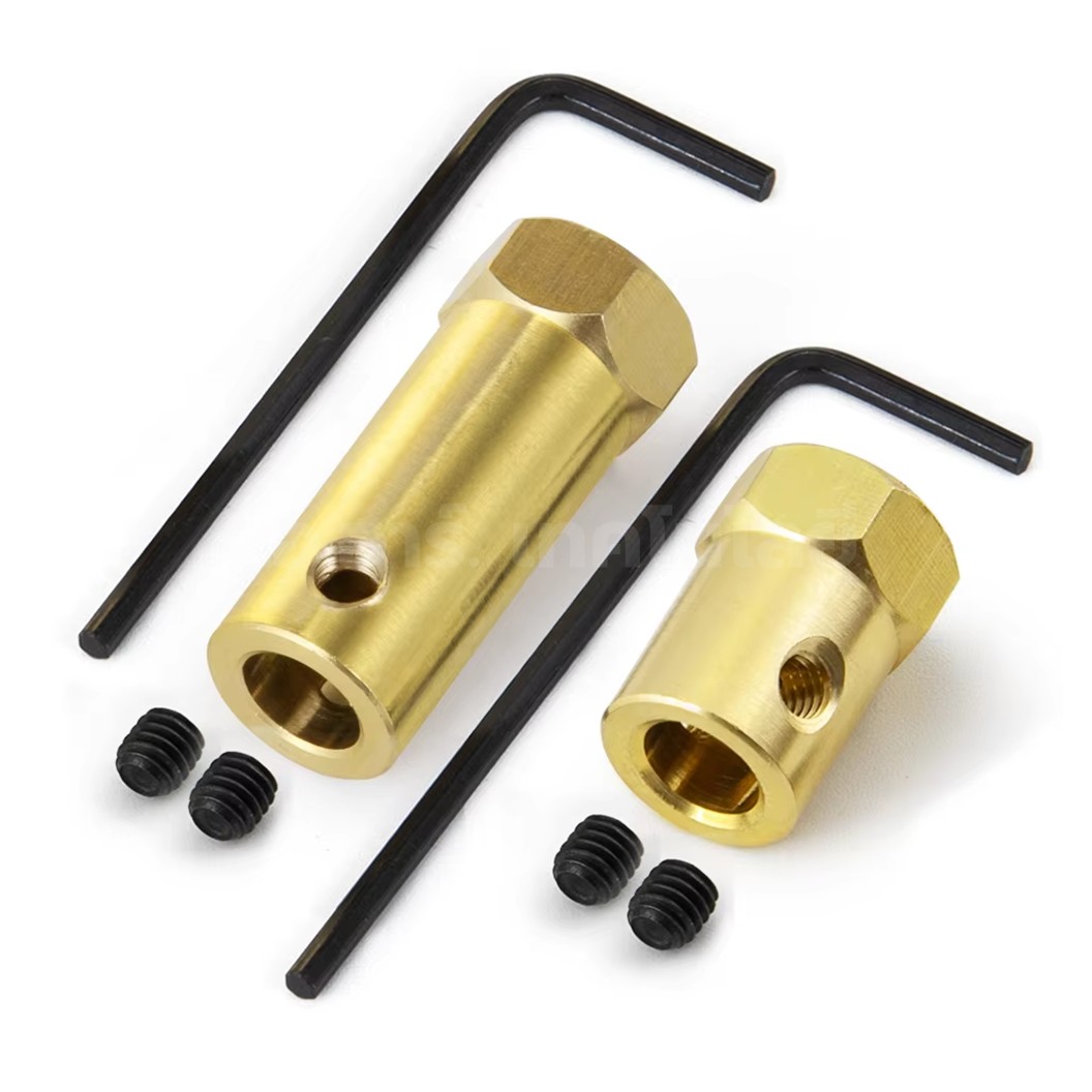 HEX แบบสั้น18mm / แบบยาว30mm ข้อต่อหกเหลี่ยม ข้อต่อล้อ Hexagonal Shaft Coupling 2/3/4/5/6/7/8mm ข้อต่อหกเหลี่ยมทองเหลือง Brass Coupling Connector