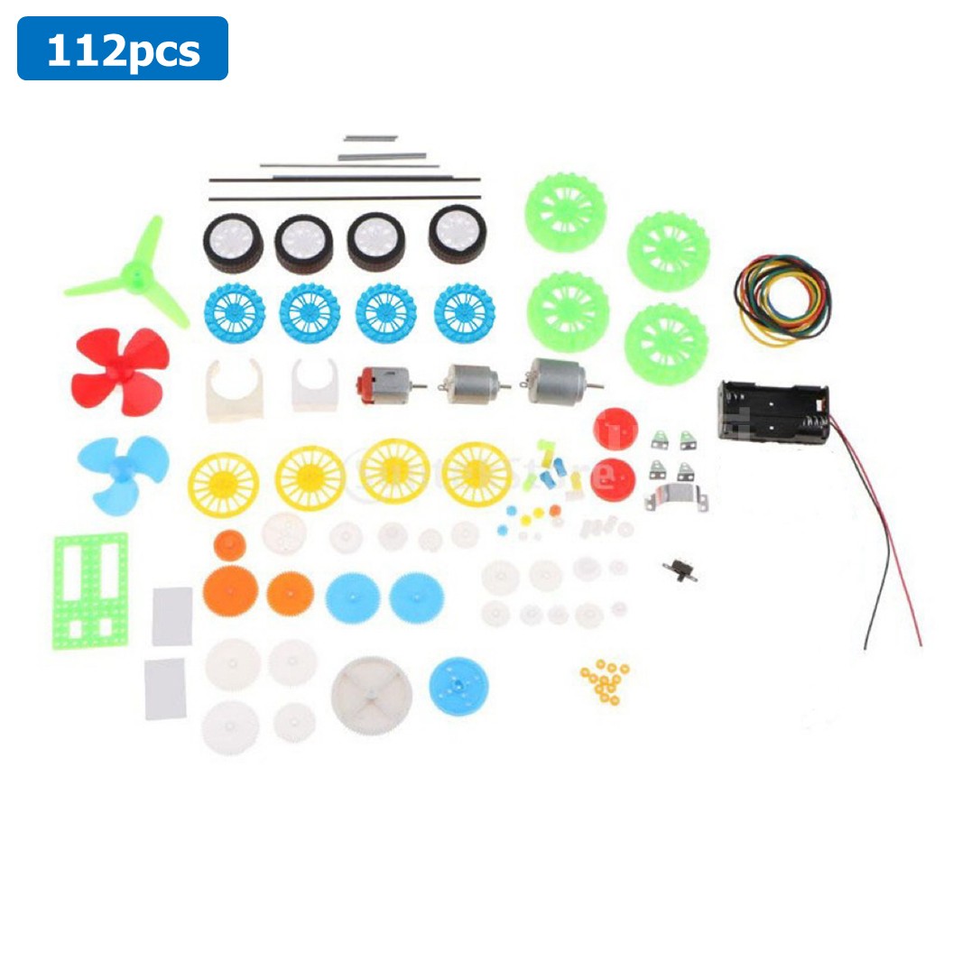 GG-112 ชุดเฟือง เฟืองพลาสติก เฟืองมอเตอร์ 112ชิ้น พร้อมมอเตอร์ แกน ใบพัด ล้อ 112 Kinds of Plastic Gears pack motor DIY ชุดเฟืองงานประดิษฐ์ Gear Motor Wheel rod turbine
