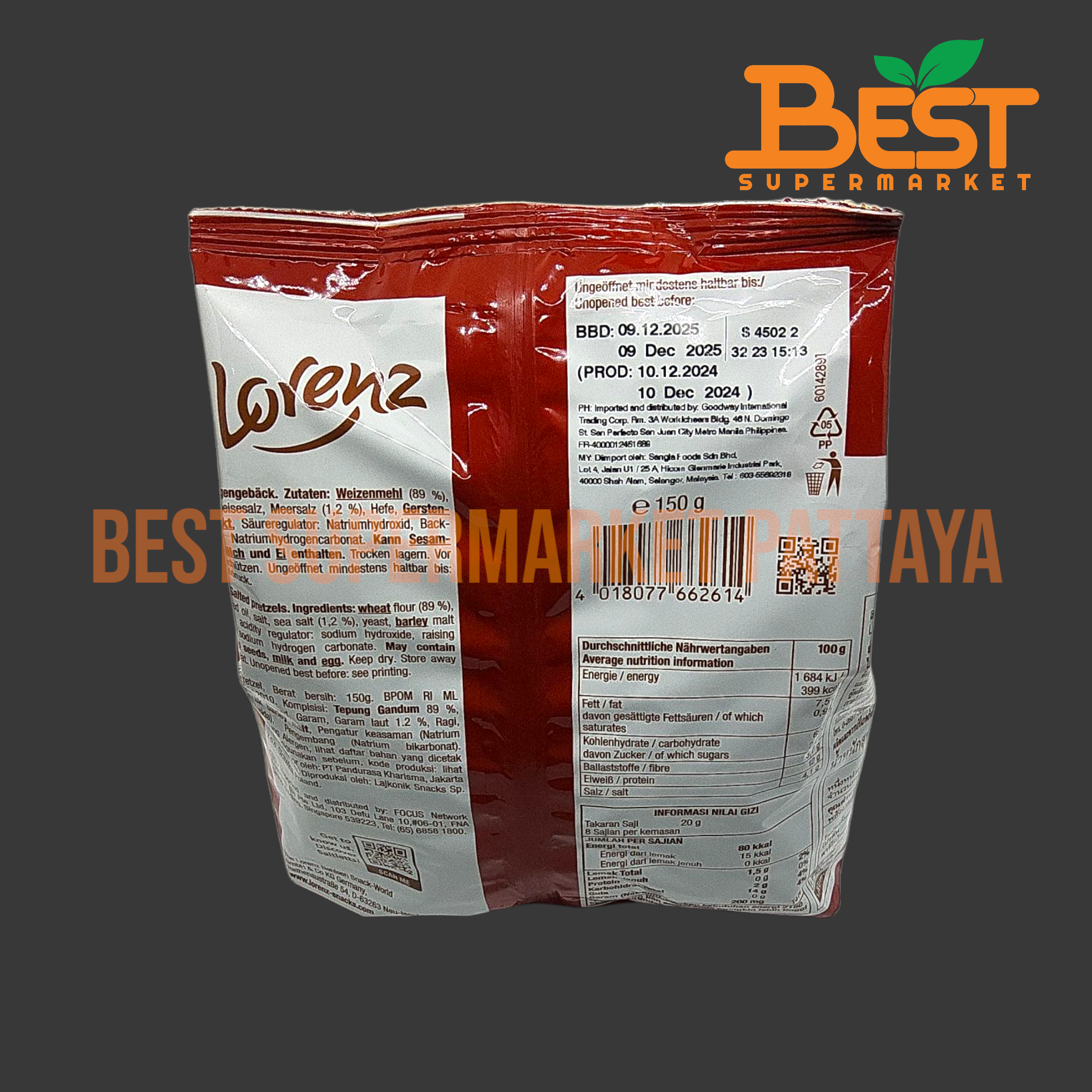 ลอเรนซ์ ซอลต์เลท เบรทเซล 150 กรัม Lorenz Saltletts Brezel 150 g.