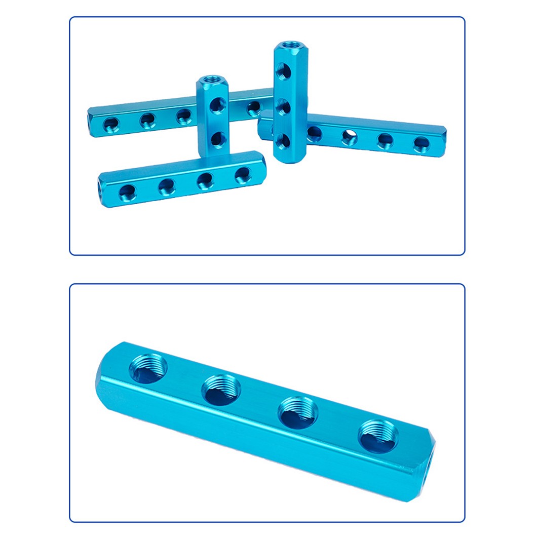 ตัวแยกท่อลม ขนาด 20X20 2F-15F เกลียว 1/4” 2-15ทาง 5-18พอร์ต Air Hose Manifold Block Splitter Base Socket Pneumatic ข้อต่อแยกท่อลม