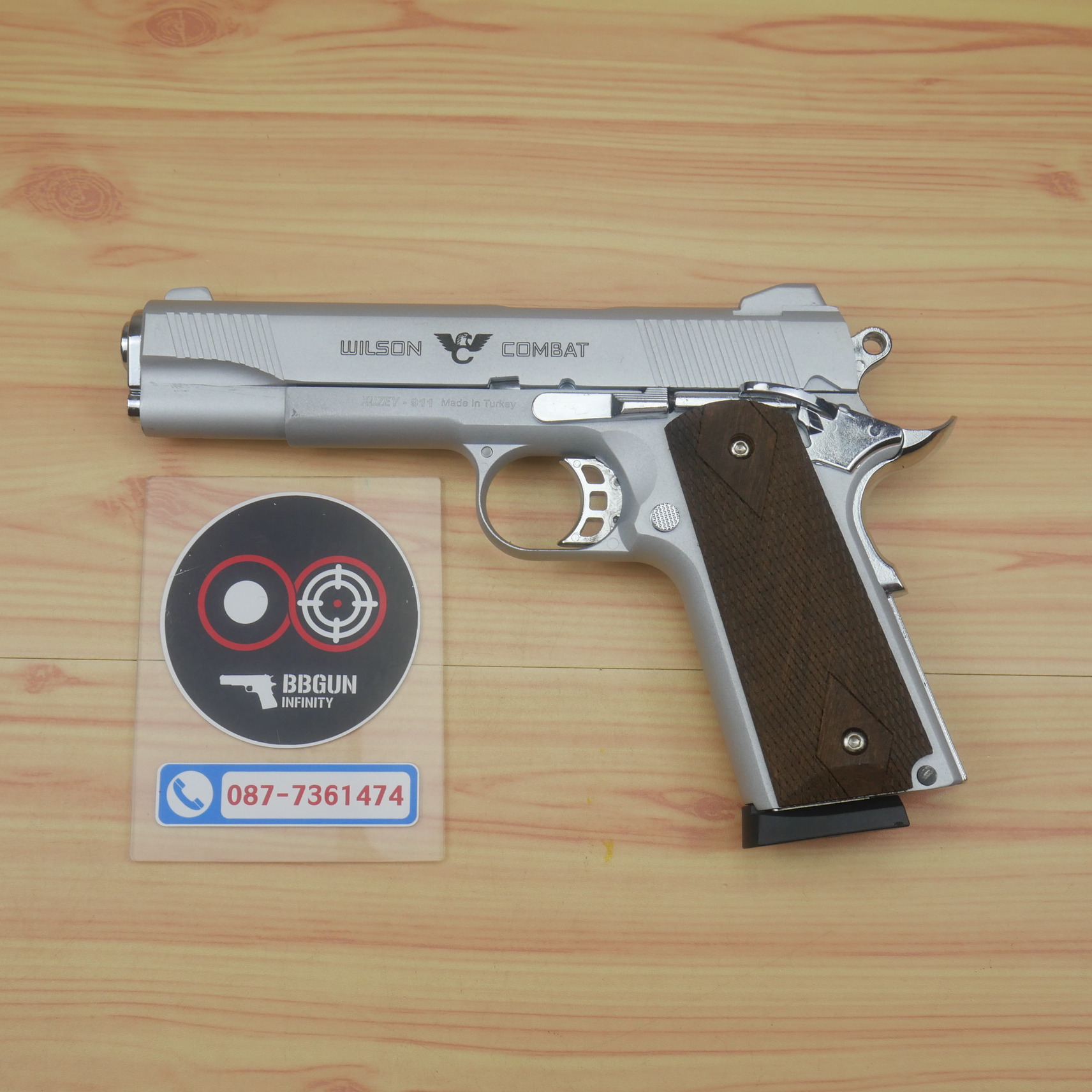 Blank Gun KUZEY M1911 WILSON COMBAT เงินด้าน 5 นิ้ว แบลงค์กัน ด้ามไม้
