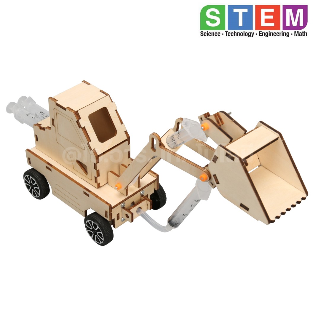 T-M122 ชุดประกอบไม้ รถตักดิน ไฮดรอลิก Hydraulic Loader Wooden Kit STEM Education ของเล่นเสริมทักษะ เสริมพัฒนาการ ชุดเรียนรู้ ชุดทดลอง รถตักดินไม้
