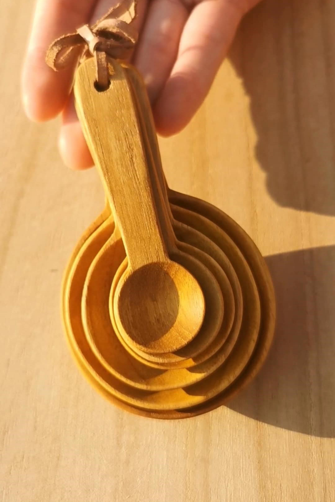 ช้อนตวง ไม้สัก ชุด 6 ชิ้น Natural Brown Teak Wood Measuring Spoons Set of 6