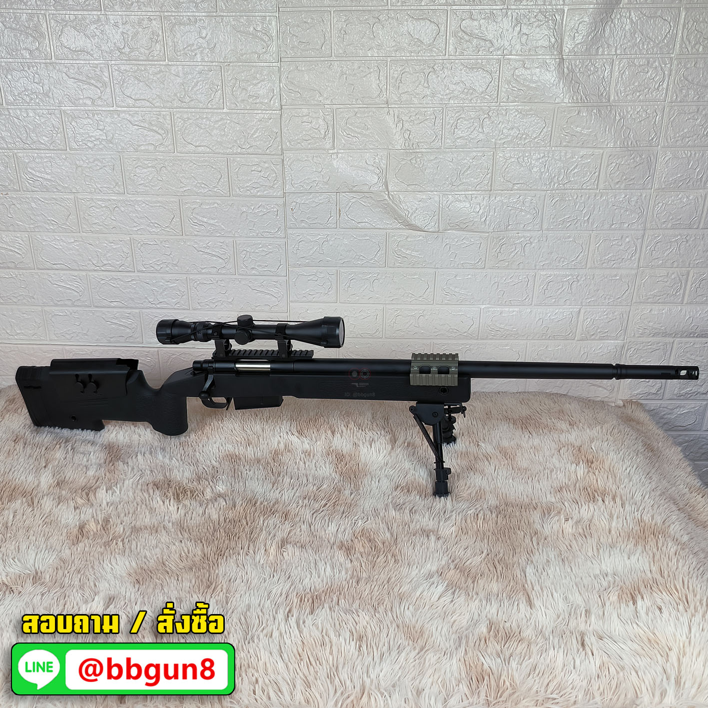 CYMA CM.700A M40A5 สีดำ สไนเปอร์ บีบีกัน (พร้อมอุปกรณ์ กล้องสโคป ขาทราย สปีดโหลดเดอร์ แส้ทำความสะอาด กระสุน)