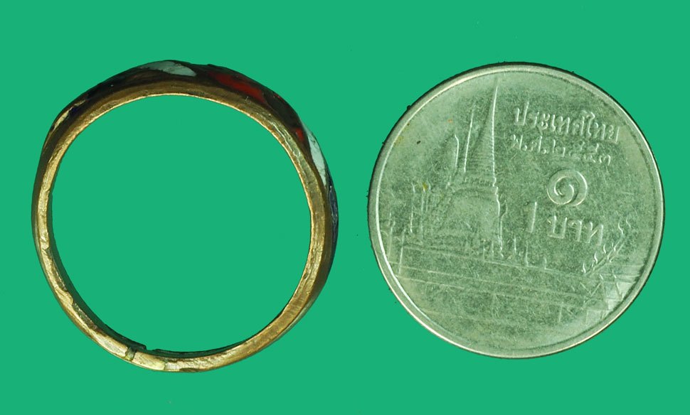 *39204 แหวนลงยาลายธงชาติ หลวงพ่อจง วัดหน้าต่างนอก อยุธยา 12