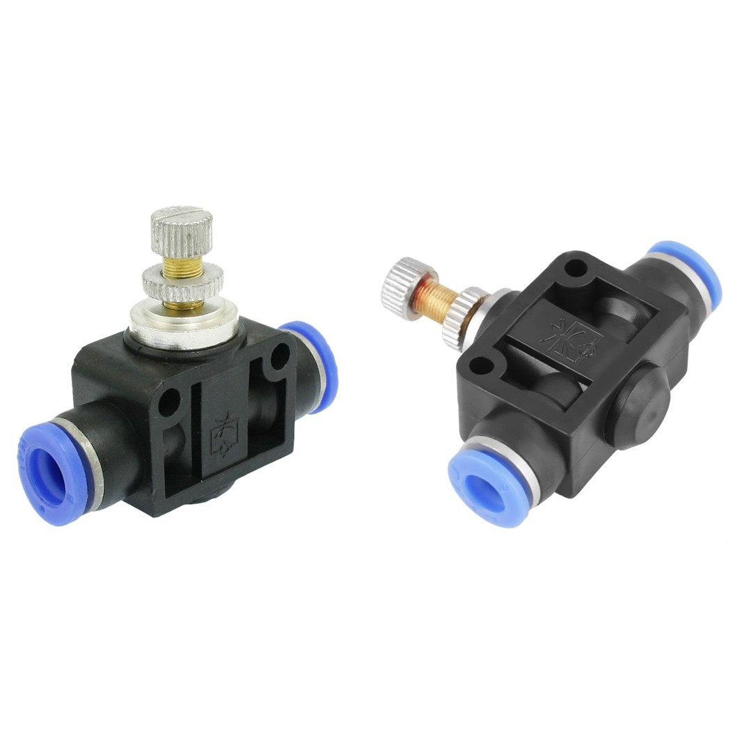SA-10 ข้อต่อลม 2ทาง แบบปรับลมได้ ข้อต่อปรับลม ข้อต่อวาล์วปรับลม Speed Controller Valve flow speed control valve Pneumatic Quick Fitting 2 way Push in