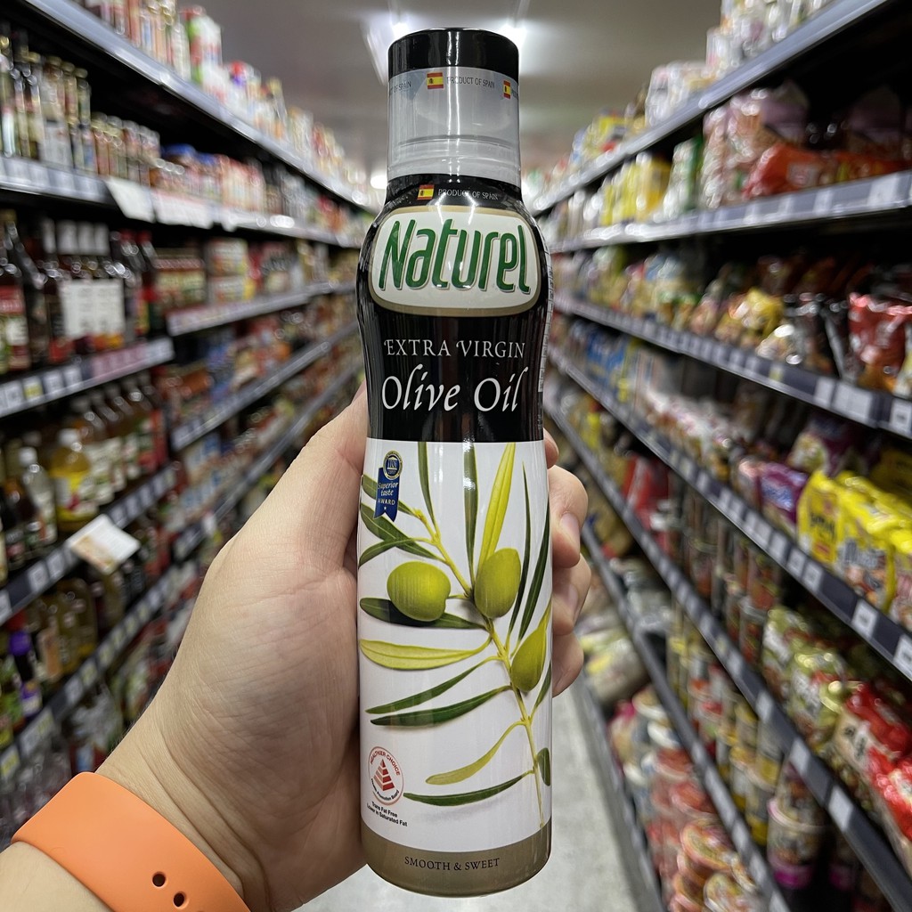 เนเชอเรล เอ็กซ์ตร้า เวอร์จิ้น โอลีฟออยล์ 200 มล. (สเปรย์) Naturel Extra Virgin Olive Oil 200 ml.