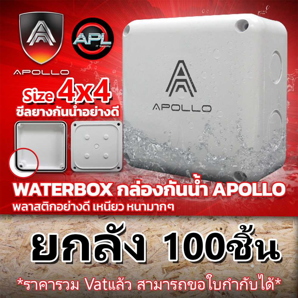 Apollo กล่องกันน้ำพลาสติกอย่างดี ขนาด4*4 ยกลัง 100 ชิ้น ABW-01