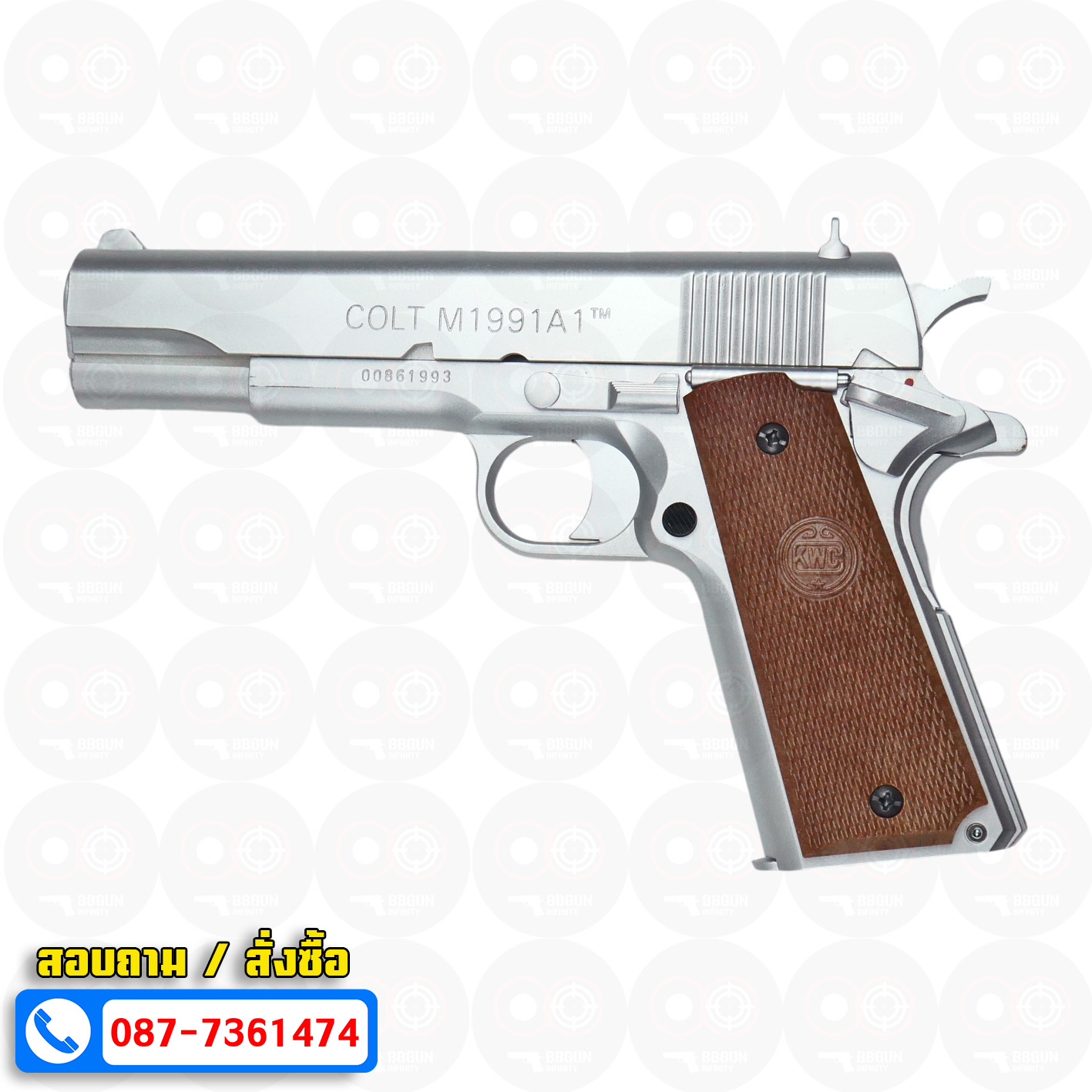 ปืนอัดลมสปริงชักยิงไต้หวัน KWC Colt M1991 A1 Spring Pistol