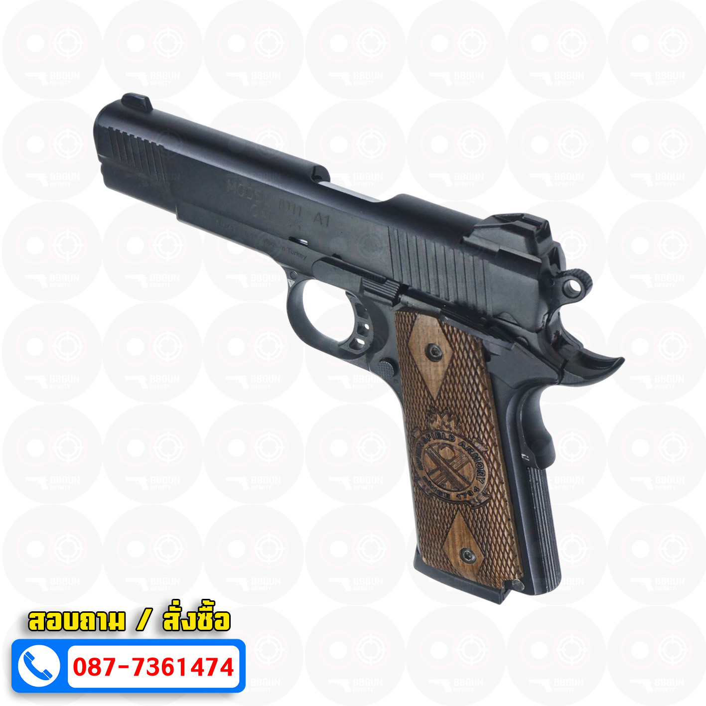 แบลงค์กัน KUZEY M1911-A1 SPRINGFIELD ARMORY สีดำ 5 นิ้ว blank gun ด้ามไม้