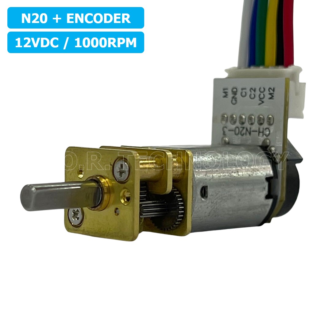 (1ชิ้น) JB337 มอเตอร์เกียร์ N20 12VDC 1000RPM พร้อม เอ็นโค้ดเดอร์ Micro Gear Motor DC with Encoder แกนขนาด 3mm D Shaft มอเตอร์ทดเฟือง GA12-N20 ไมโครมอเตอร์ มอเตอร์