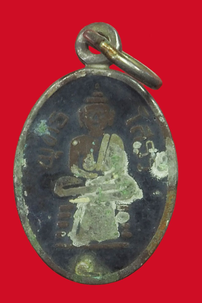 *33522 เหรียญเม็ดแตง พระพุทธโสธร เนื้อเงินลงถม ปี 2509 ตอกโค๊ด บล็อกหลังแอ่น วัดโสธรวรวิหาร 25