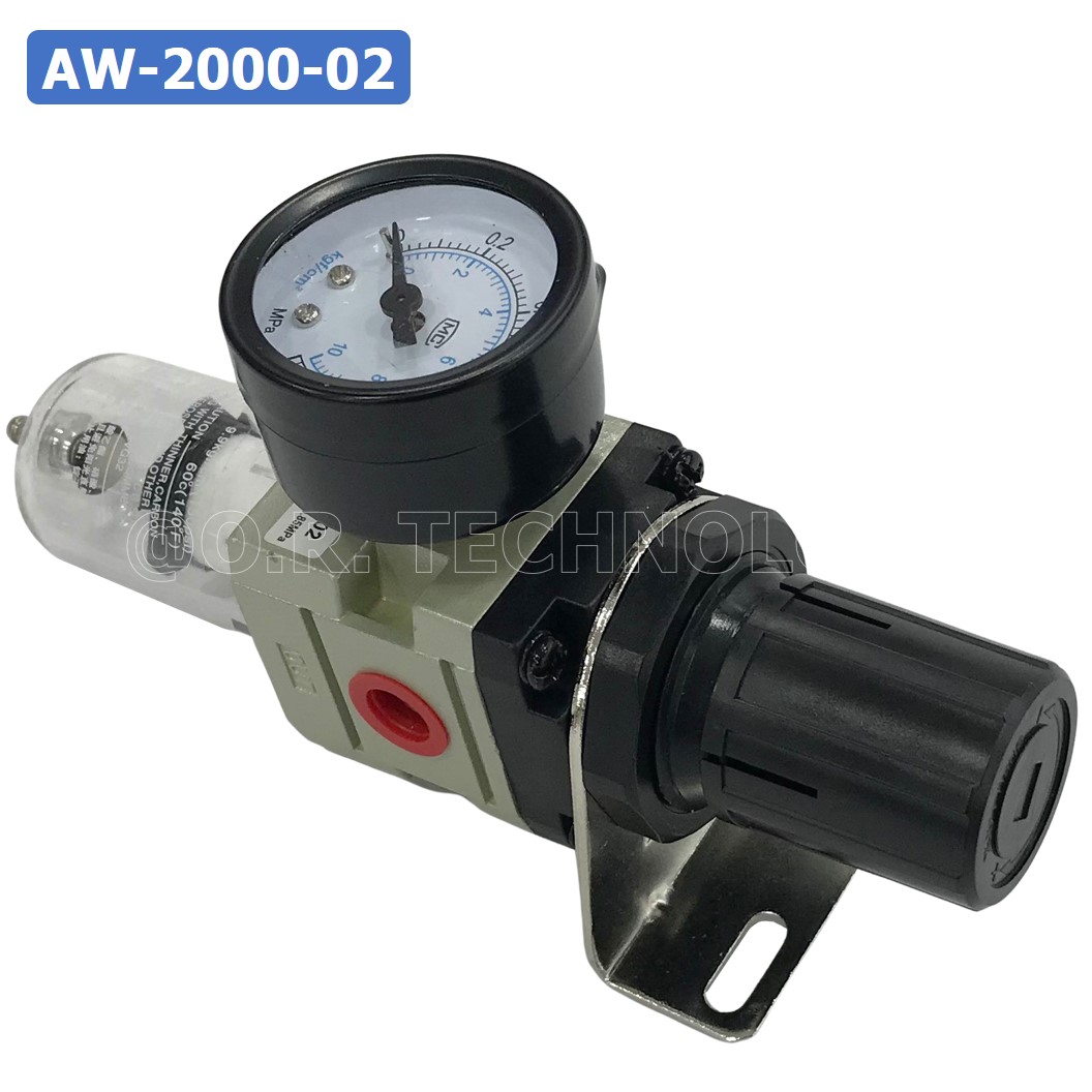 AW2000-02 ชุดกรองลมปรับแรงดัน Manual Drain AW Pneumatic Combination Air Filter Regulator TIANYU AW-2000-02