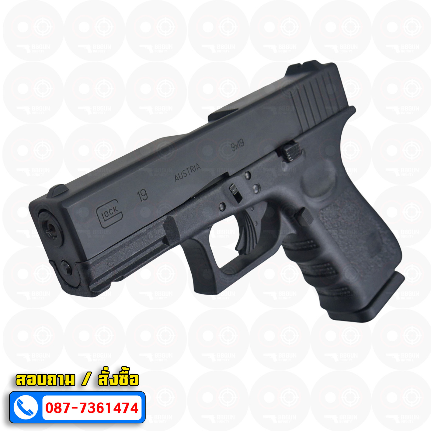 แบลงค์กัน KUZEY GLOCK19 FULL MARKING สีดำ blank gun (แถม 2 แม็กกาซีน กล่องใส่ปืน)