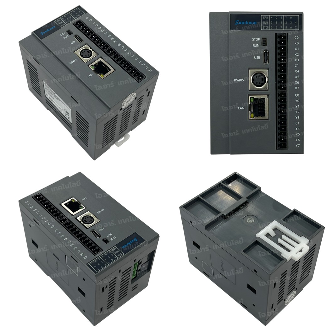 SAMKOON PLC FAT-16MT-DC-E 24VDC 16IO 8IN 8OUT Transistor Output บอร์ดอุตสาหกรรม Interfaces: RS232, RS485, Ethernet, USB-C