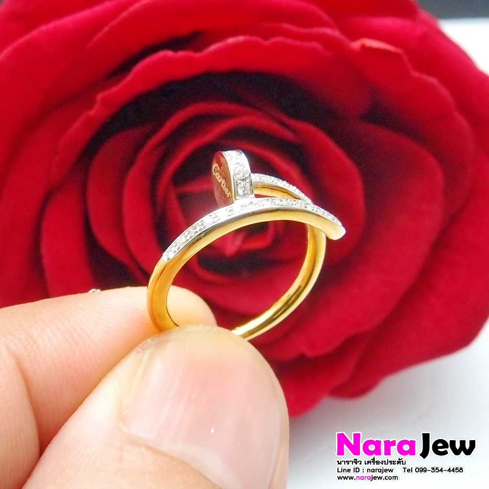 แหวนเพชร ตะปู ประดับเพชรแท้ 0.27 ct น้ำขาว 97 ทองคำแท้ 9K