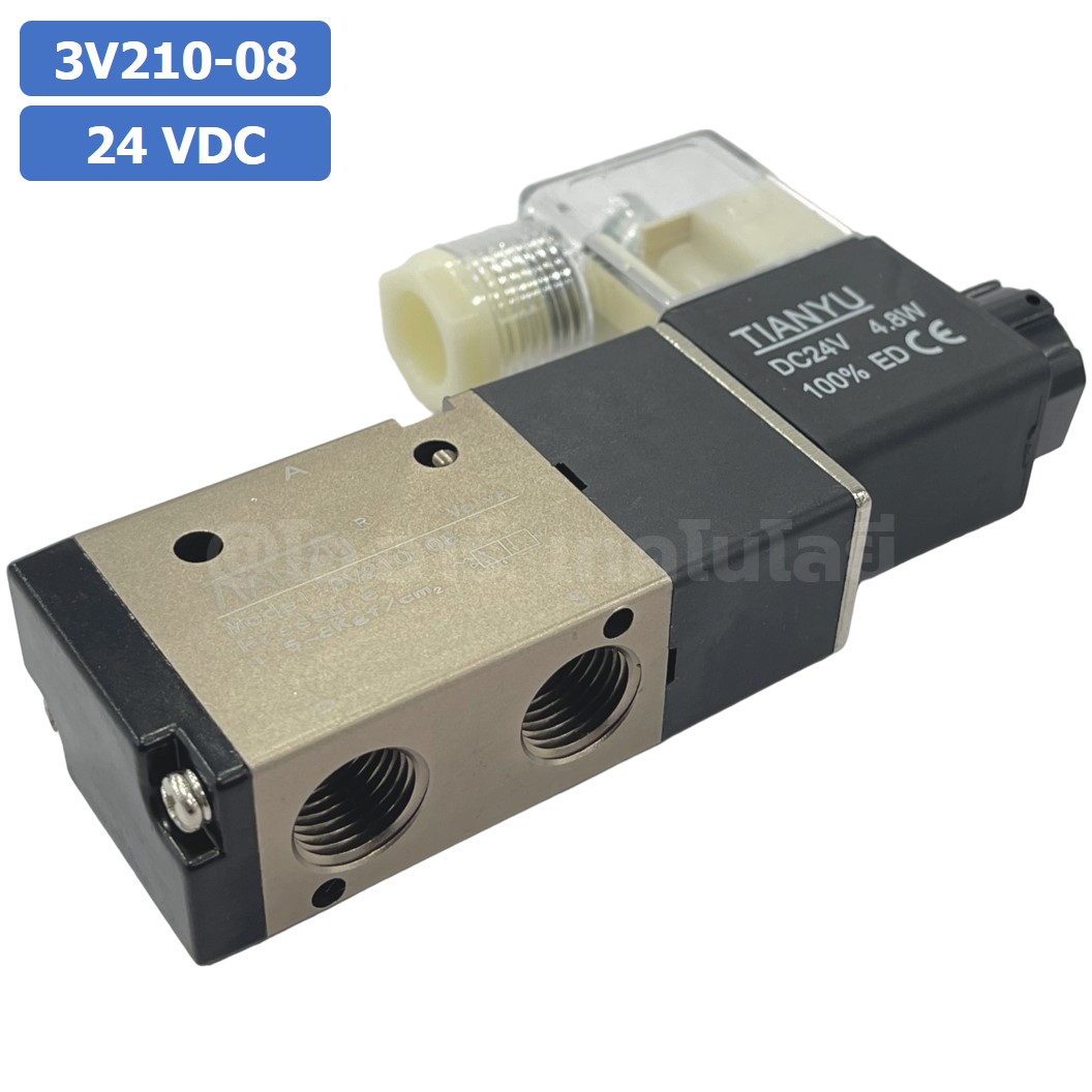 3V โซลินอยด์วาล์ว คอยด์ 1ข้าง/2ข้าง 3/2 way Solenoid Valve Single/Double coil Pneumatic TIANYU โซลินอยลม วาล์วลม