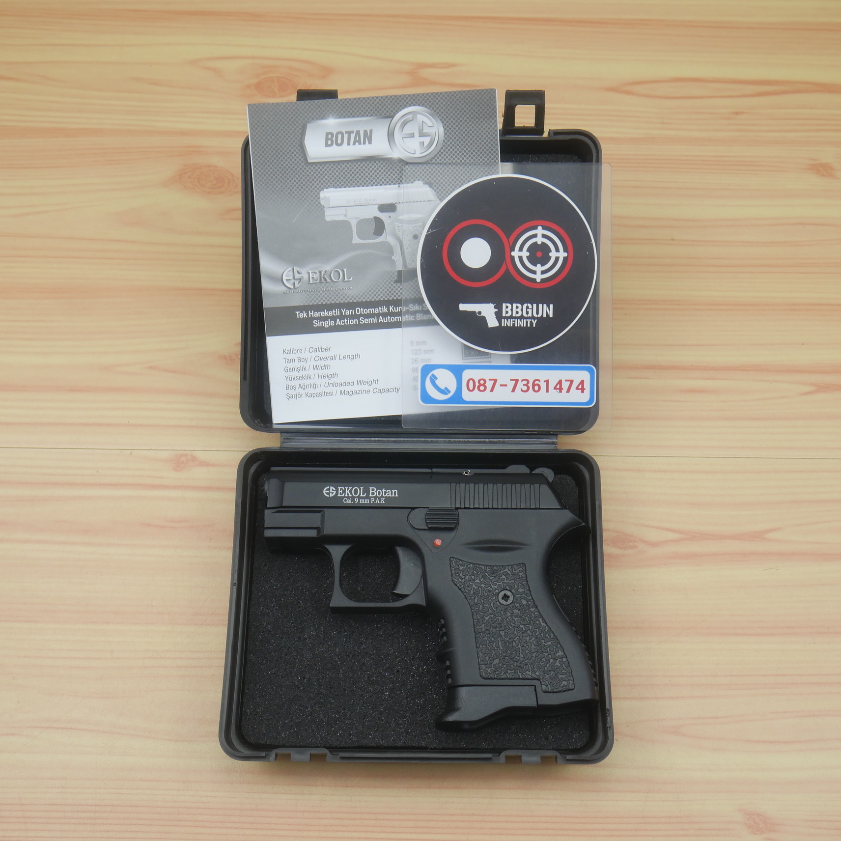 แบลงค์กัน EKOL BOTAN BLACK สีดำ 9 mm P.A.K. Blank gun (แถมกล่องใส่ปืน)