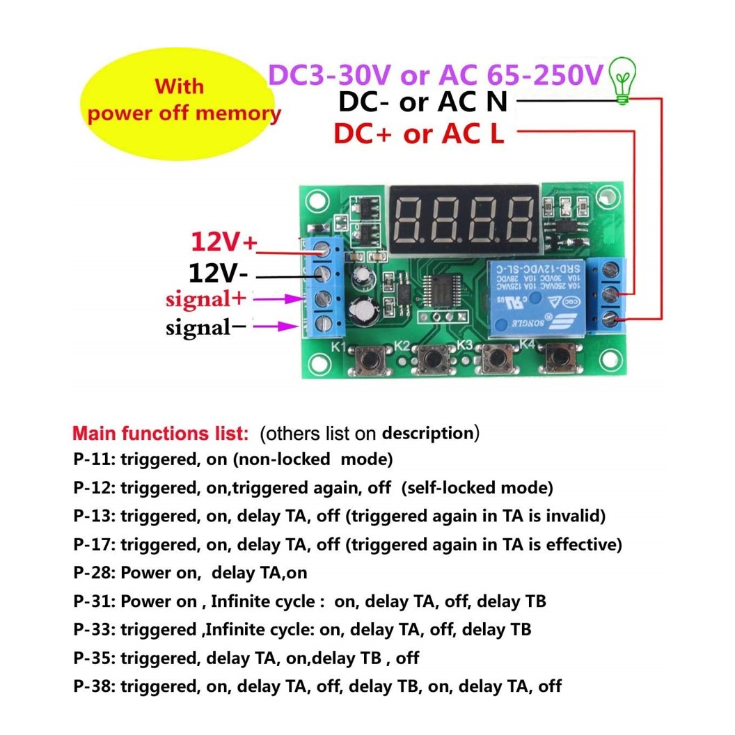 (1ชิ้น) BA294 5VDC 1 Channel Relay Module Delay Timer Control Switch Board YYC-2S โมดูลตั้งเวลา โมดูลปรับเวลา