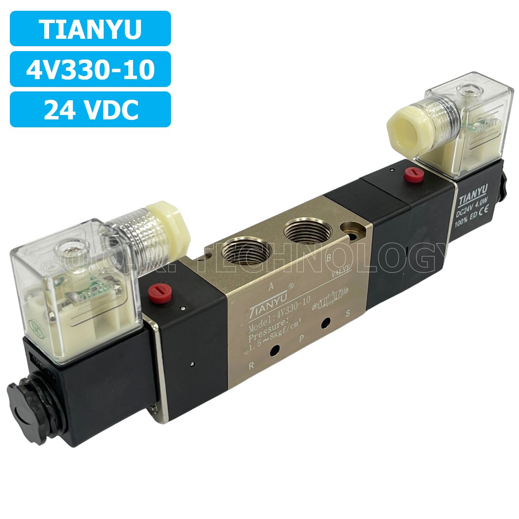 (1ชิ้น) 4V330-10 24VDC โซลินอยด์วาล์ว คอยล์ 2 ข้าง 5/3 Double Coil Solenoid Valve Pneumatic TIANYU โซลินอยด์วาล์วไฟฟ้า โซลินอยลม วาล์วลม กระบอกลม