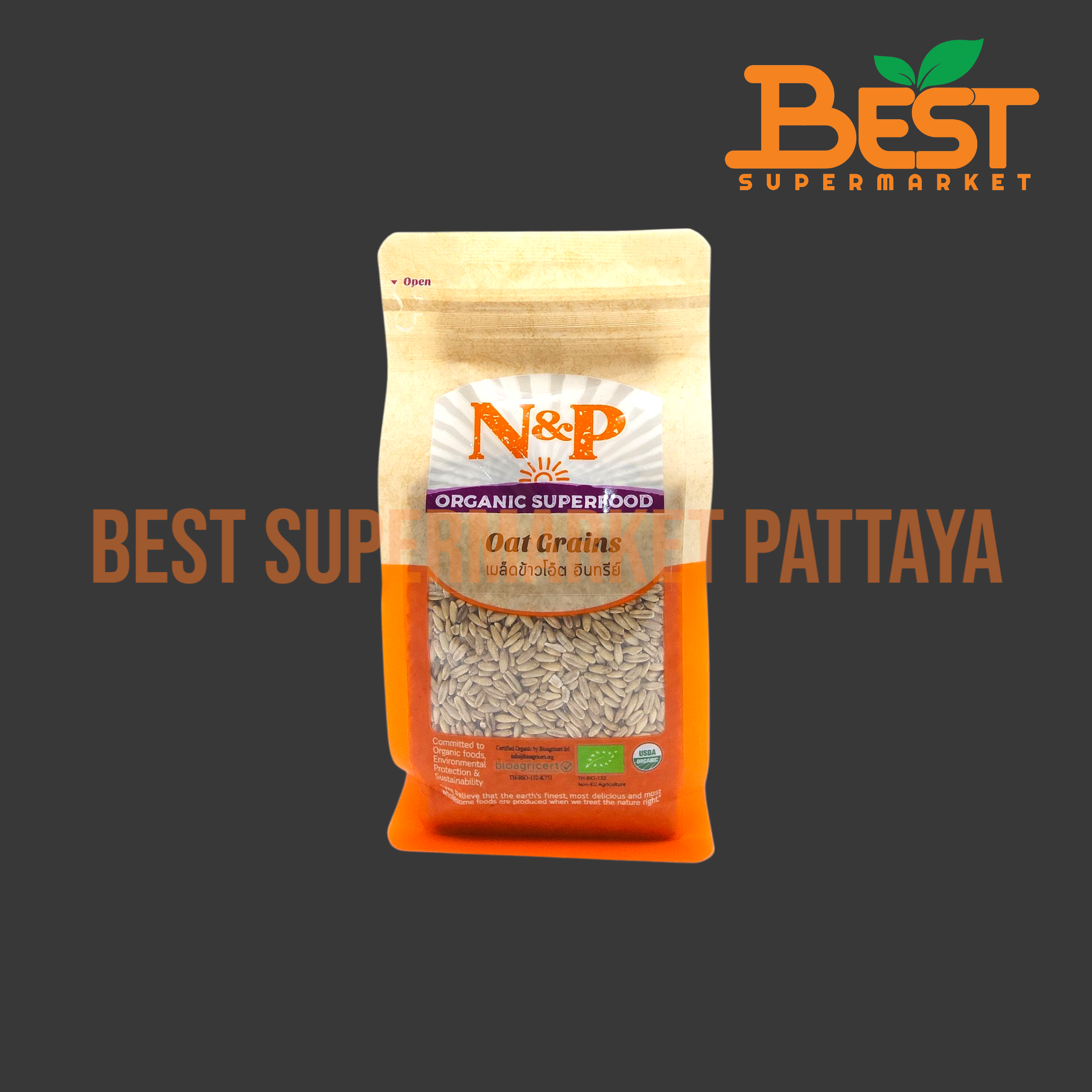 N&P เมล็ดข้าวโอ๊ต อินทรีย์ 300 กรัม.Oat Grains.300 g.