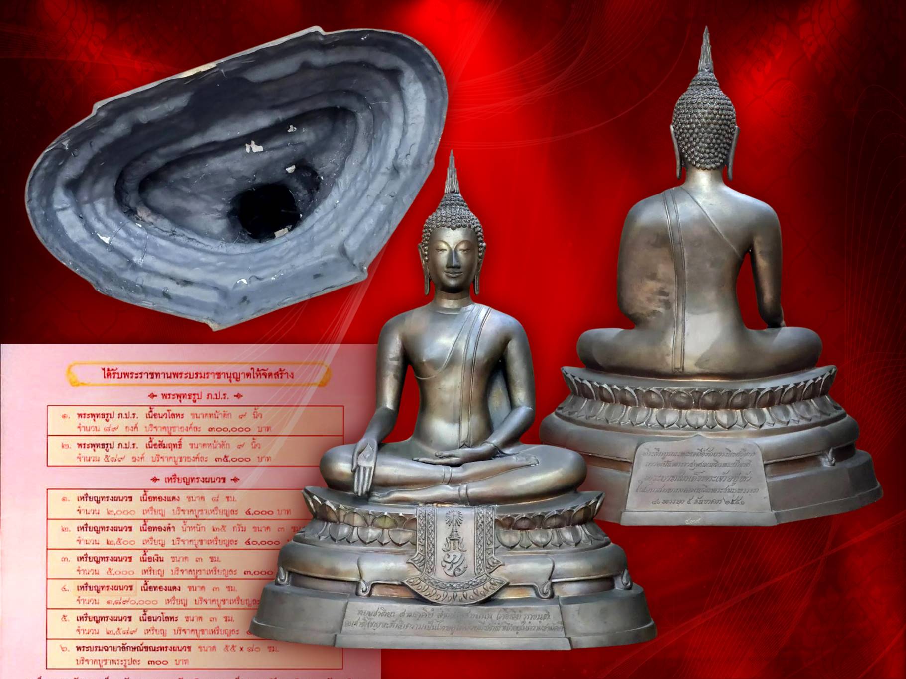 พระบูชา ภปร. วัดบวรนิเวศวิหาร พ.ศ.2550 เนื้อสัมฤทธิ์ NO.439 ขนาดหน้าตัก 9 นิ้ว จัดสร้าง 589 องค์เท่านั้น
