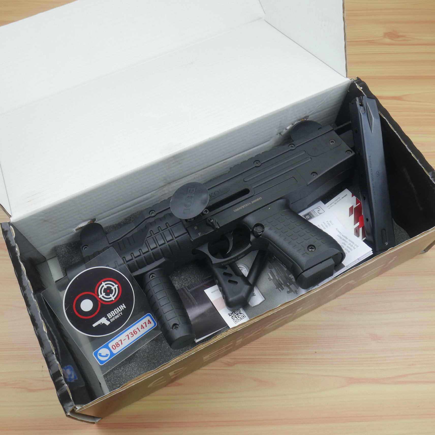 แบลงค์กัน อูซี่ EKOL ASI UZI Semi - Full Auto 9 mm. P.A.K. Blank gun สีดำ (แถม 2 แม็กกาซีน)