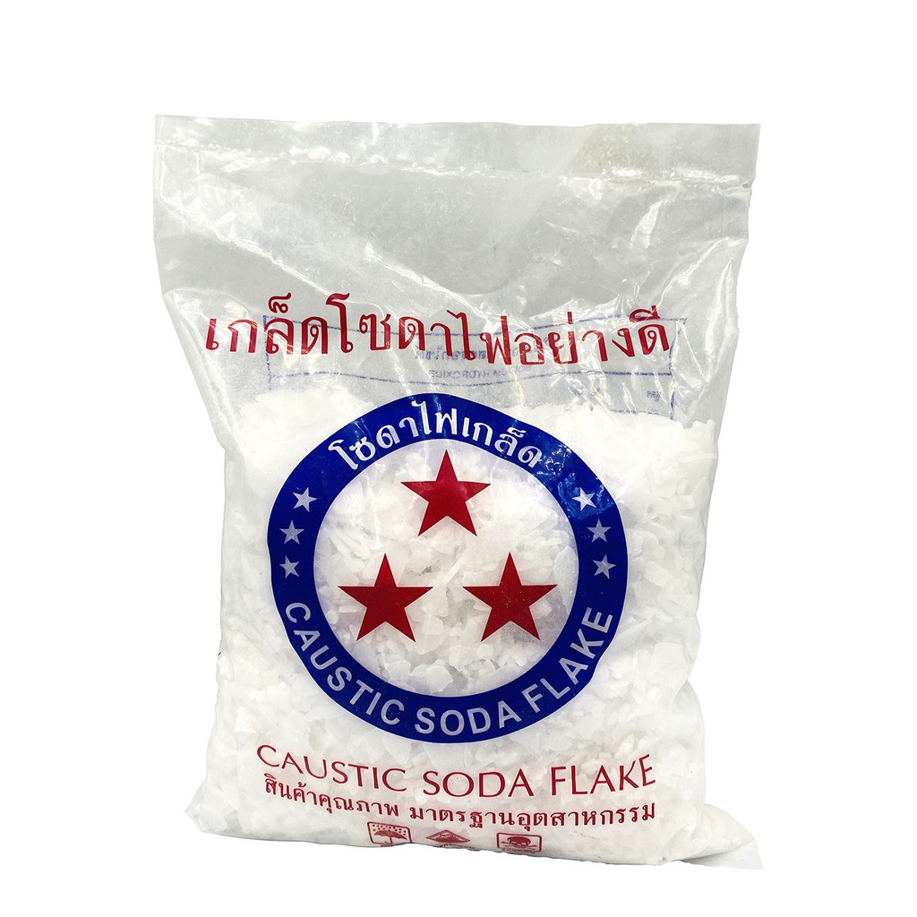 โซดาไฟเกล็ดอย่างดี ตราดาว (ลังละ 20 ถุง) 8 ขีด (ราคารวมแวท) แก้ส้วมตัน เเละใช้ในอุตสาหกรรมได้ {รหัสสินค้า2001832001}