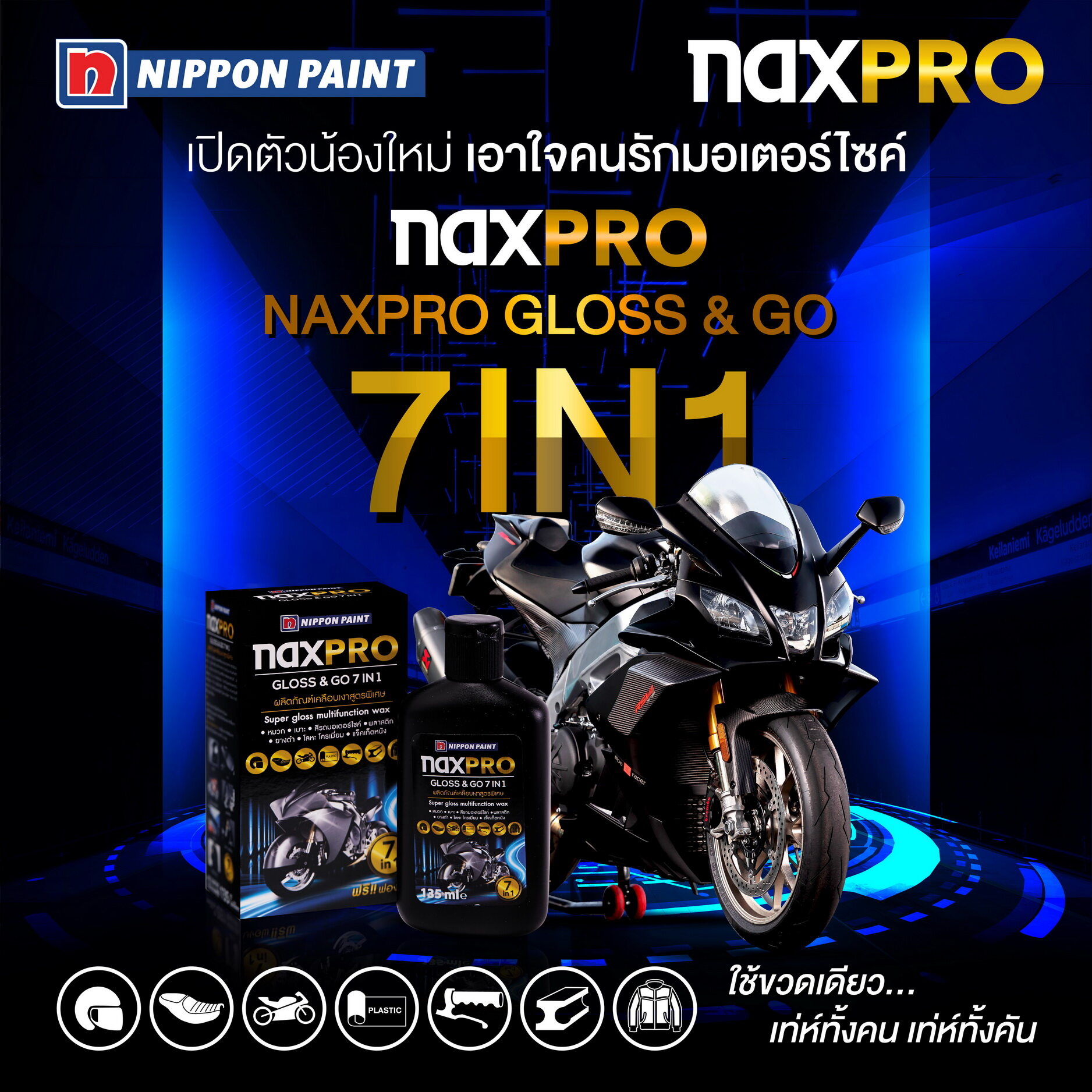 NAXPRO GLOSS & GO 7 IN 1(ผลิตภัณฑ์เคลือบเงาสูตรพิเศษ)