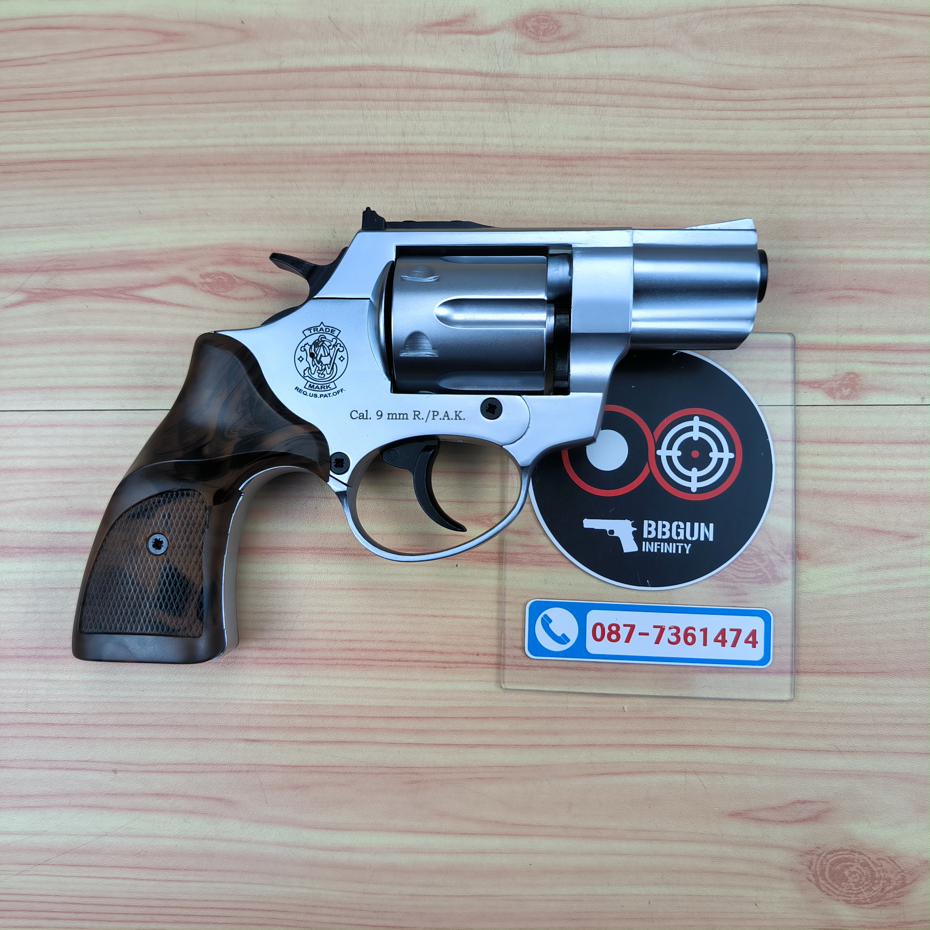Ekol Lite แบลงค์กัน ลูกโม่ 2 นิ้ว สีเงินด้าน (White) Smith & Wesson blank gun Revolver 2 inch