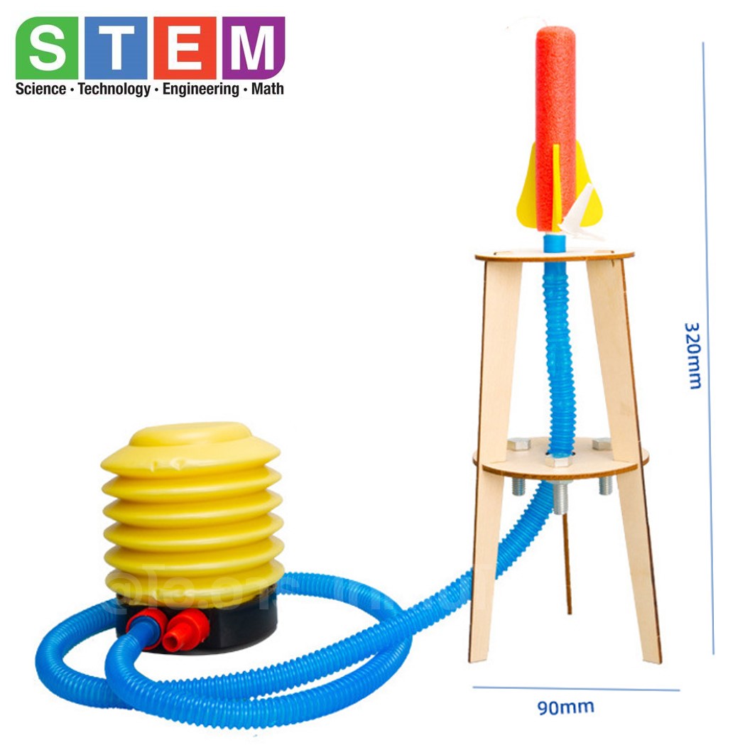T-M135 ชุดประกอบไม้ จรวด พลังงานลม Air Rocket Launcher Wooden Kit STEM Education ของเล่นเสริมทักษะ เสริมพัฒนาการ ชุดเรียนรู้ ชุดทดลอง จรวดแรงดันลม
