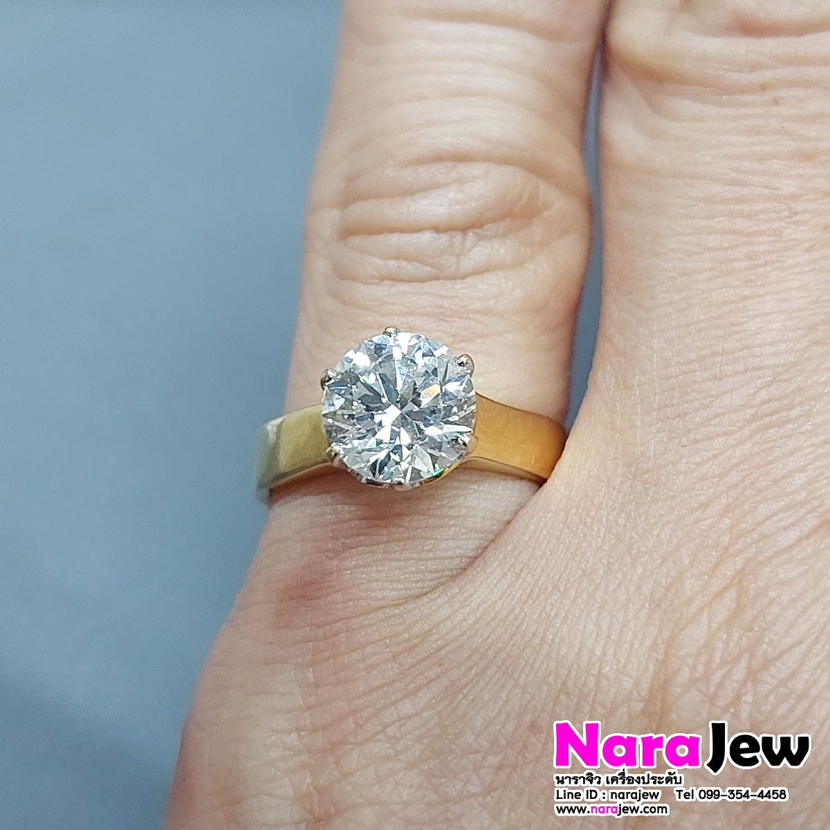แหวนเพชร เม็ดเดี่ยว 2 กะรัต เพชรแท้เบลเยี่ยมคัต น้ำ 93 VS
