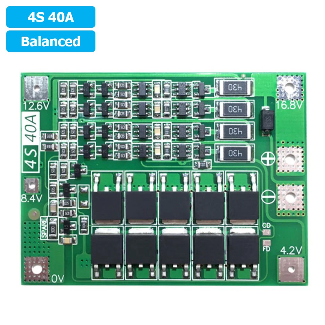 CM643 4S 40A Balanced โมดูลชาร์จแบตเตอรี่ BMS 4-Series 40A 18650 Lithium Battery Protection Module แบตลิเธียม