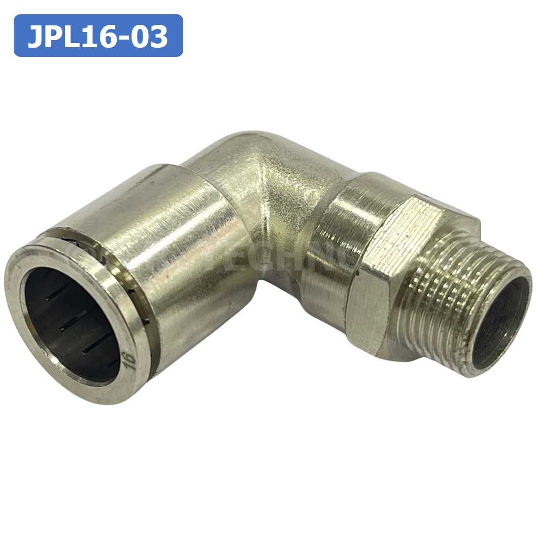 (1ชิ้น) JPL16-03 ข้อต่อลม เกลียวนอก งอ90° สแตนเลส STAINLESS Male Thread Elbow Pipe Quick Fittings Connector ข้อต่อลมสแตนเลส ข้องอ