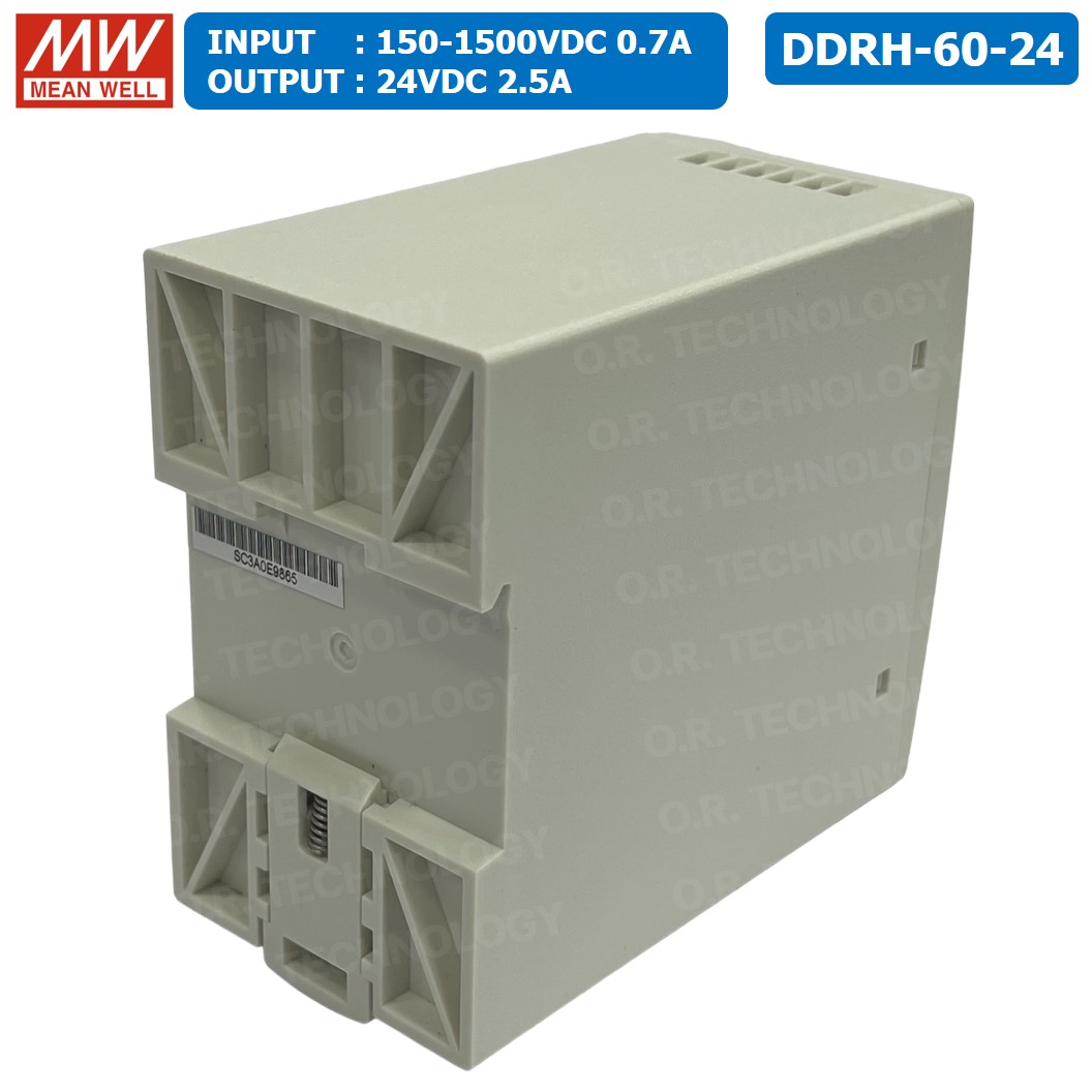 (1ชิ้น) MEAN WELL DDRH-60-24 24VDC 60W Ultra Wide Input DIN Rail Type DC-DC Converter (Input 150-1500V, Output 24V 2.5A) ตัวลดแรงดันไฟฟ้า ตัวแปลงแรงดันไฟฟ้า