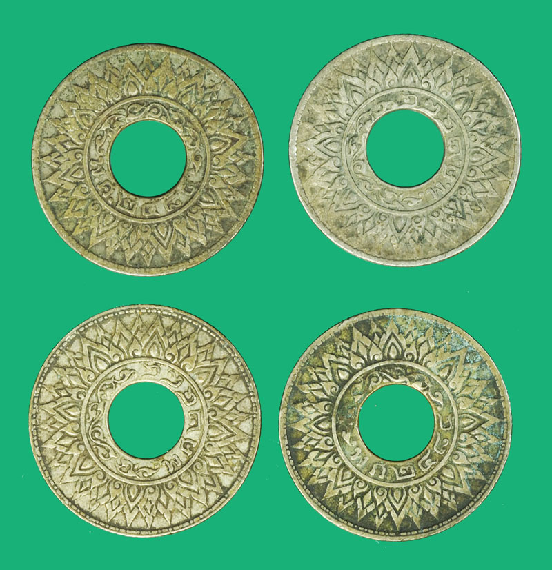 *37588 เหรียญกษาปณ์ ราคาหน้าเหรียญ 10 สตางค์ ปี 2484 จำนวน 4 เหรียญ เนื้อเงิน 10.1