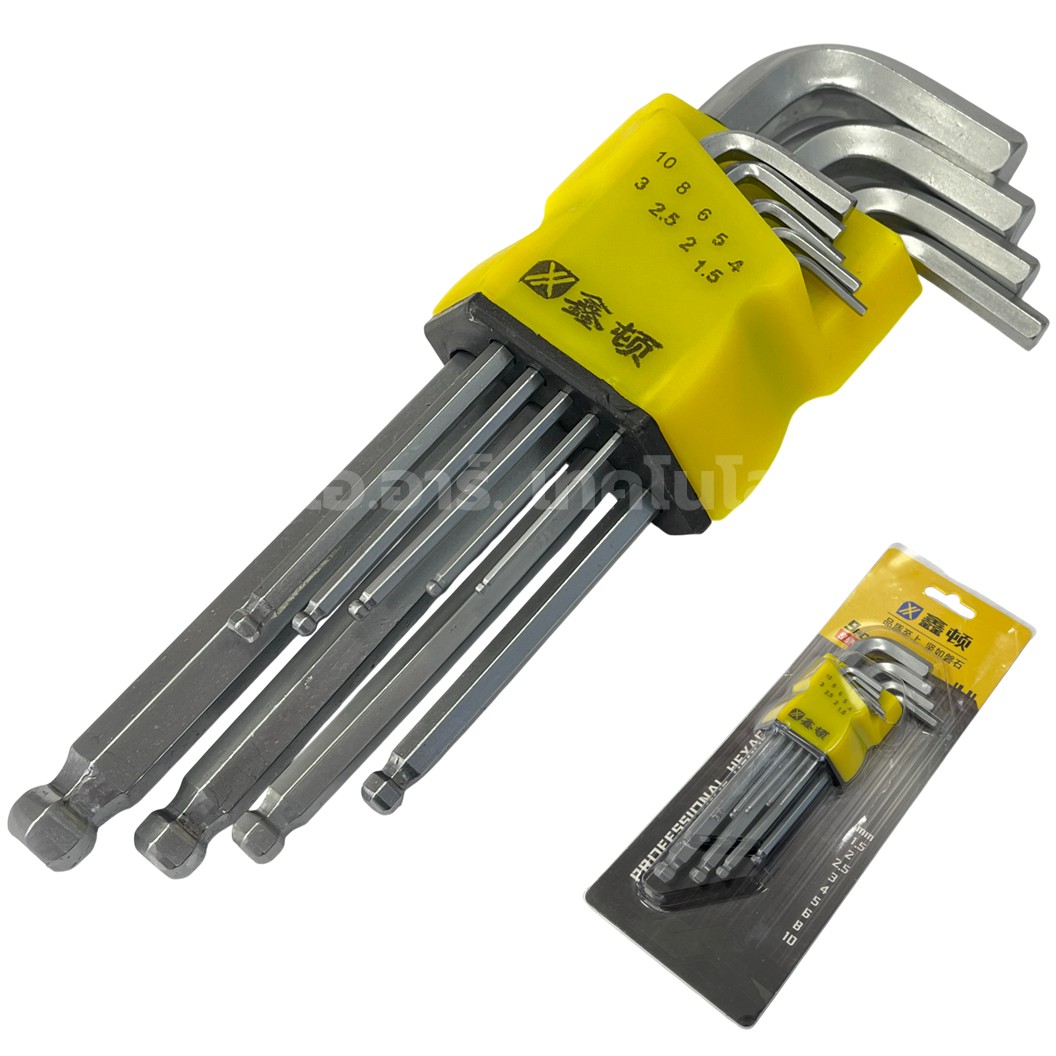 HEX-009 ชุดประแจหกเหลี่ยม หัวบอล 9ชิ้น Hex Wrench set 9pcs Hex Key Allen wrench ประแจ 6เหลี่ยม Hexagon ประแจแอล ชุดประแจ งานช่าง งานซ่อม