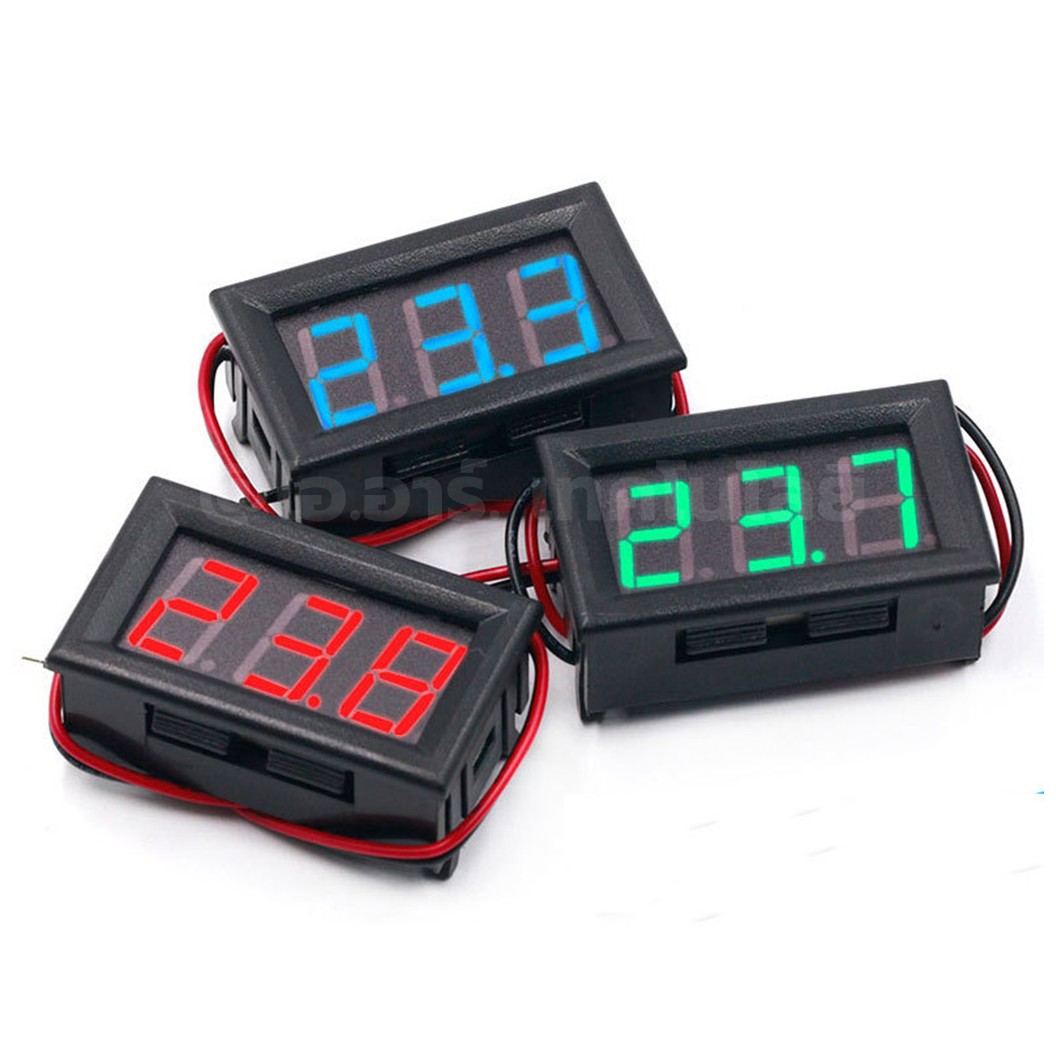 DC063 โวลต์มิเตอร์ กระแสตรง DC 5-120V แบบ 2สาย ขนาด 0.56นิ้ว DC Digital Display Voltmeter 5-120VDC 0.56" ตัววัดแรงดันไฟฟ้า หน้าจอวัดไฟ Red/Green/Blue สีแดง/สีเขียว/สีน้ำเงิน