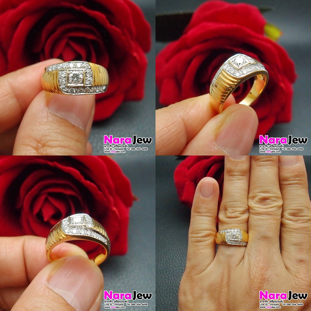 แหวนเพชรชาย เพชรแท้เม็ดกลาง 16 ตัง ล้อมเพชรแท้ 26 ตัง