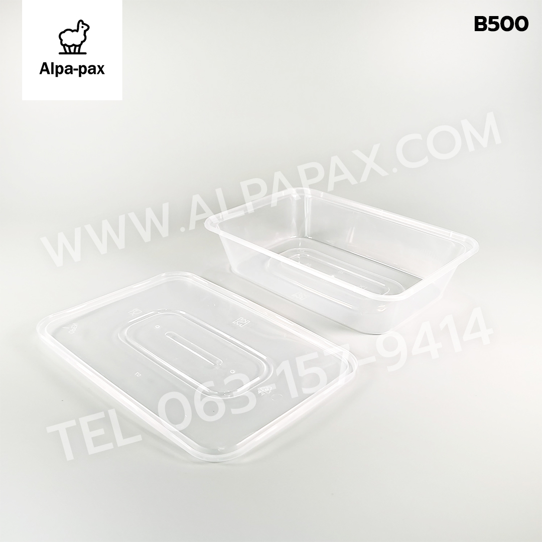 B500กล่องอาหารพลาสติก+ฝา 500ml. (ลัง 300ใบ) กล่องไมโครเวฟ กล่องข้าว กล่องอาหาร กล่องใส่อาหาร