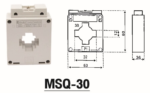 "DAKO" MSQ-30 CT เคอเร้นท์ หม้อแปลงกระแสไฟฟ้า ( CURRENT TRANSFORMER ) 30/5A, 50/5A, 60/5A, 80/5A, 100/5A, 150/5A, 200/5A